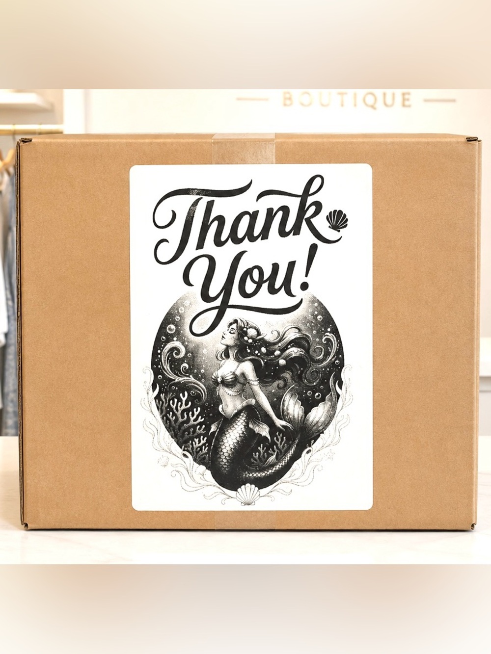 Mermaid Thank You Stickers 4”x6”-100ct.